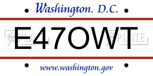 E47OWT District Of Columbia License Plate