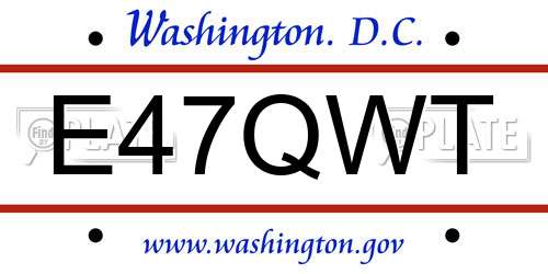 E47QWT District Of Columbia License Plate
