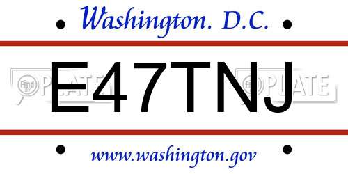 E47TNJ District Of Columbia License Plate