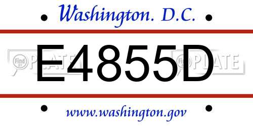 E4855D District Of Columbia License Plate