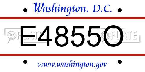 E4855O District Of Columbia License Plate