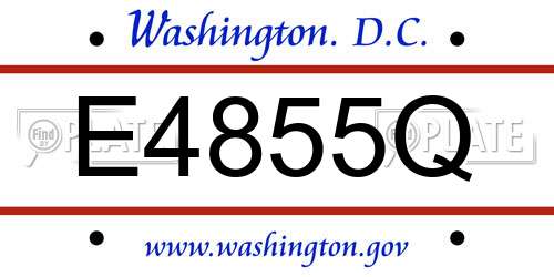 E4855Q District Of Columbia License Plate