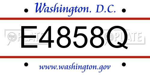 E4858Q District Of Columbia License Plate