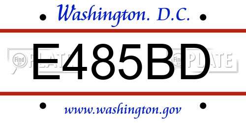 E485BD District Of Columbia License Plate