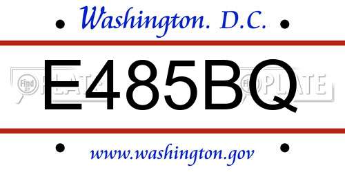 E485BQ District Of Columbia License Plate