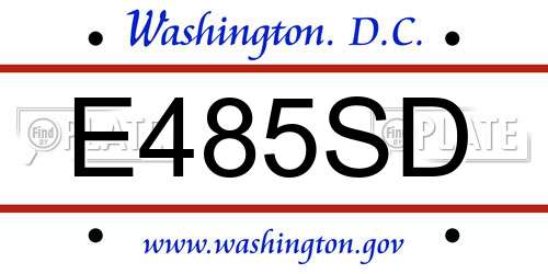 E485SD District Of Columbia License Plate