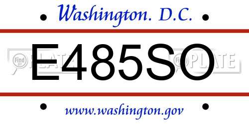 E485SO District Of Columbia License Plate