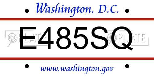 E485SQ District Of Columbia License Plate