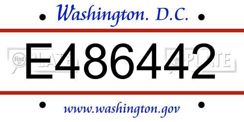 E486442 District Of Columbia License Plate