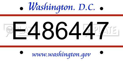 E486447 District Of Columbia License Plate