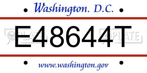 E48644T District Of Columbia License Plate