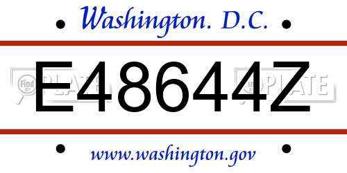 E48644Z District Of Columbia License Plate