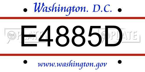 E4885D District Of Columbia License Plate