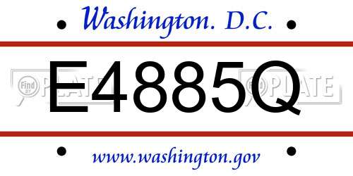 E4885Q District Of Columbia License Plate