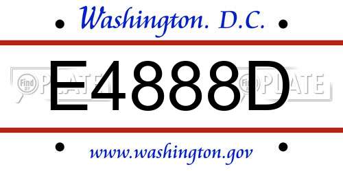 E4888D District Of Columbia License Plate