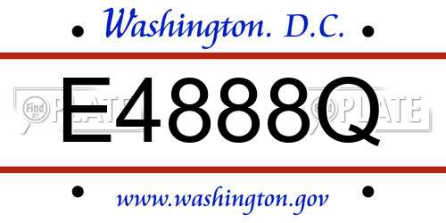 E4888Q District Of Columbia License Plate