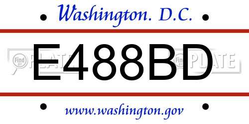E488BD District Of Columbia License Plate