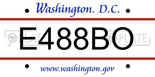 E488BO District Of Columbia License Plate