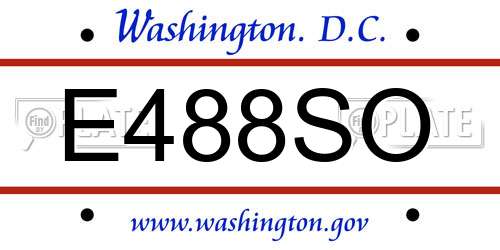 E488SO District Of Columbia License Plate
