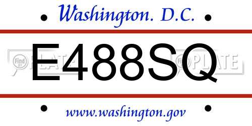 E488SQ District Of Columbia License Plate