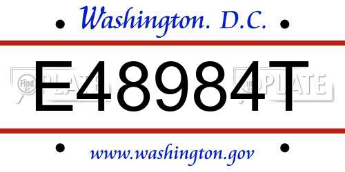 E48984T District Of Columbia License Plate