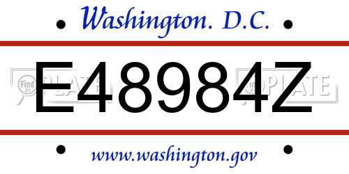 E48984Z District Of Columbia License Plate