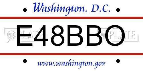 E48BBO District Of Columbia License Plate