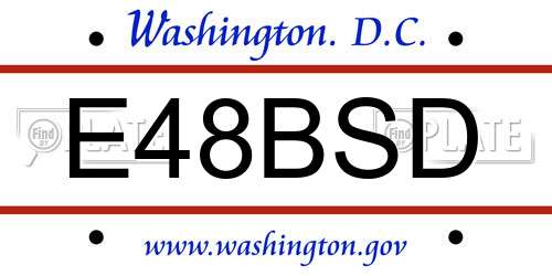 E48BSD District Of Columbia License Plate