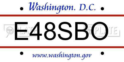 E48SBO District Of Columbia License Plate