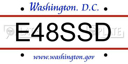 E48SSD District Of Columbia License Plate