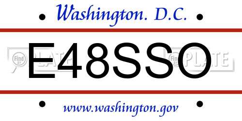 E48SSO District Of Columbia License Plate