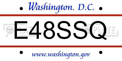 E48SSQ District Of Columbia License Plate