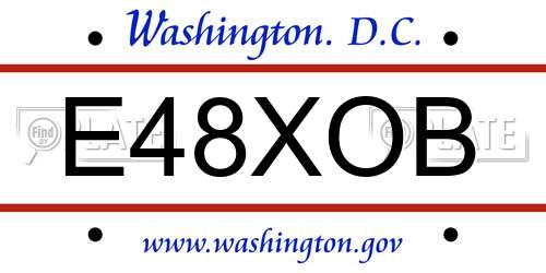 E48XOB District Of Columbia License Plate