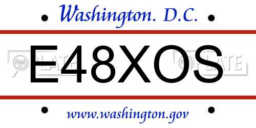 E48XOS District Of Columbia License Plate