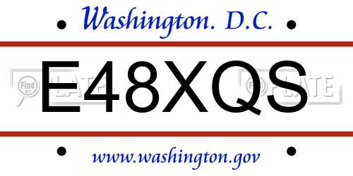 E48XQS District Of Columbia License Plate