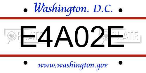 E4A02E District Of Columbia License Plate