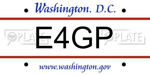 E4GP District Of Columbia License Plate