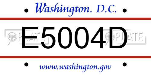 E5004D District Of Columbia License Plate