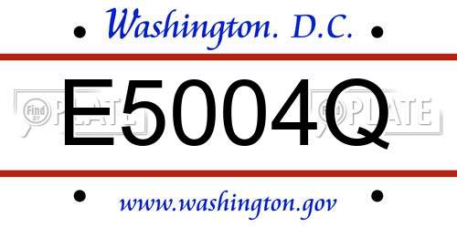 E5004Q District Of Columbia License Plate
