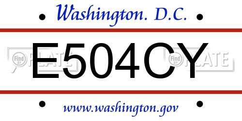 E504CY District Of Columbia License Plate