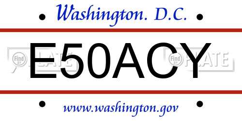 E50ACY District Of Columbia License Plate