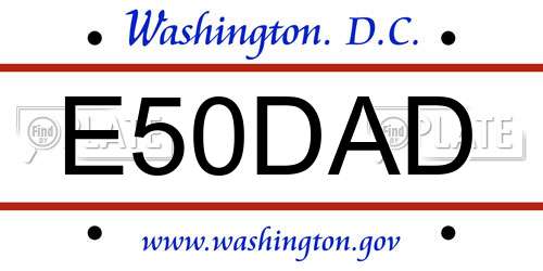 E50DAD District Of Columbia License Plate