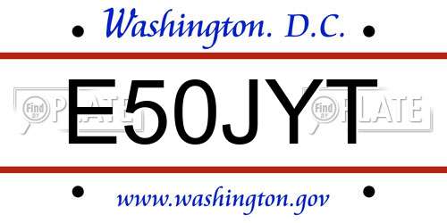 E50JYT District Of Columbia License Plate