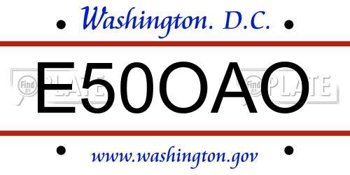E50OAO District Of Columbia License Plate