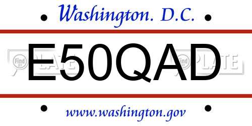 E50QAD District Of Columbia License Plate