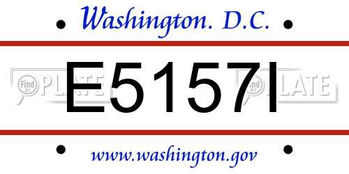 E5157I District Of Columbia License Plate