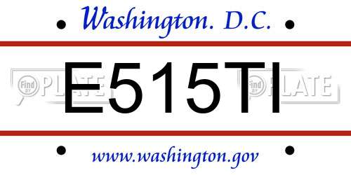 E515TI District Of Columbia License Plate