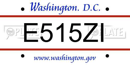 E515ZI District Of Columbia License Plate