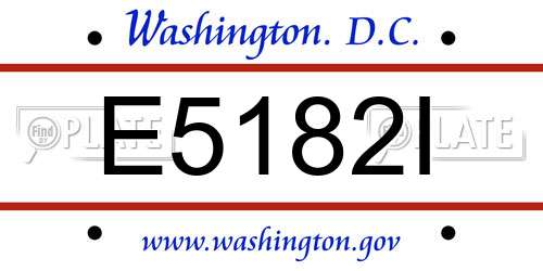 E5182I District Of Columbia License Plate