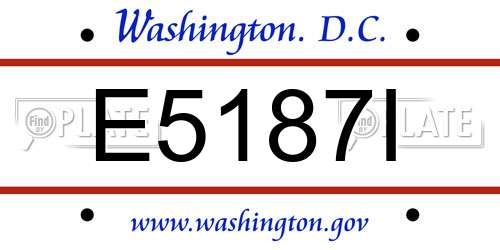 E5187I District Of Columbia License Plate
